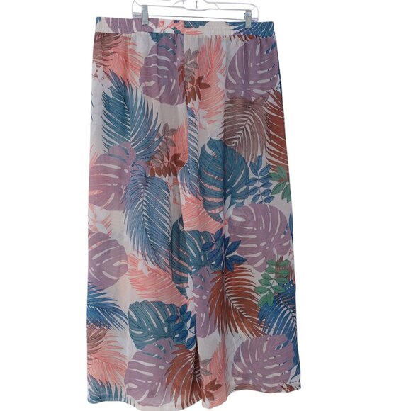 NWOT Jantzen Relaxed Lounge Pants Sz 2X Multicolor Palm Print Tropical Pull On - Picture 10 of 10